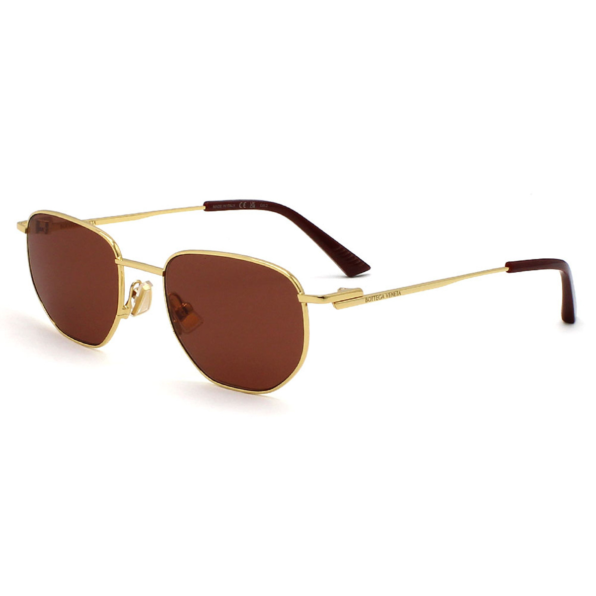 ボッテガヴェネタ BOTTEGA VENETA サングラス ノーズパット UVカット アイウェア ラウンド BV1301S-003 メンズ レディース ユニセックス ゴールド+ブラウン