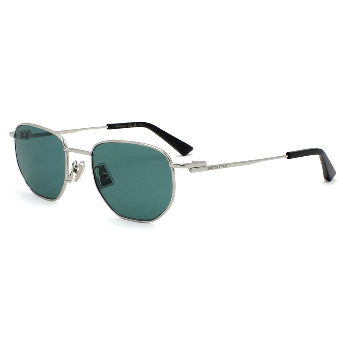 ボッテガヴェネタ BOTTEGA VENETA サングラス ノーズパット UVカット アイウェア ラウンド BV1301S-004 メンズ レディース ユニセックス シルバー+グリーン