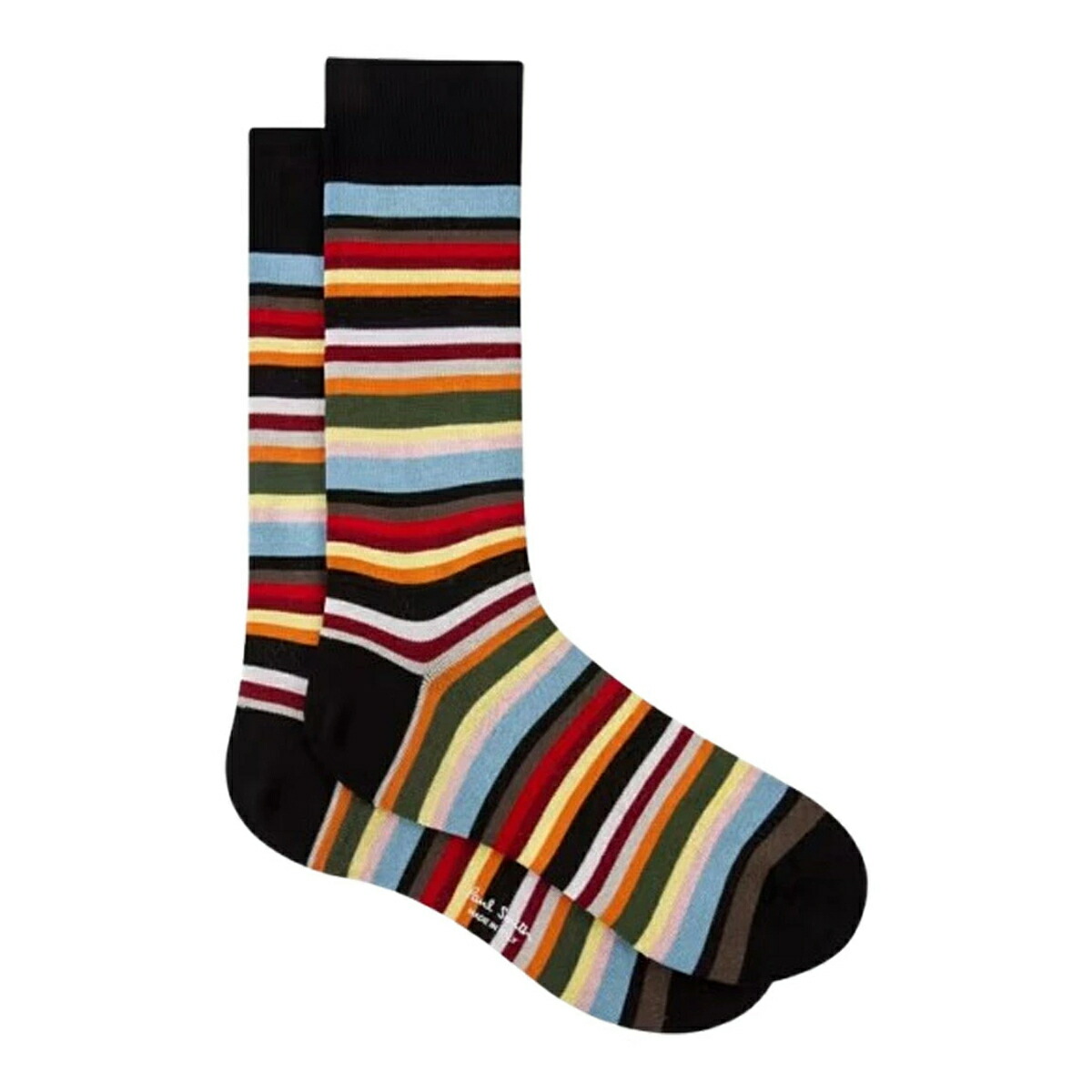 ポールスミス Paul Smith ソックス マルチカラー 1足組 シングル シグネチャーストライプ 靴下 M1A-800MO-J249 92 メンズ ブラック+マルチ