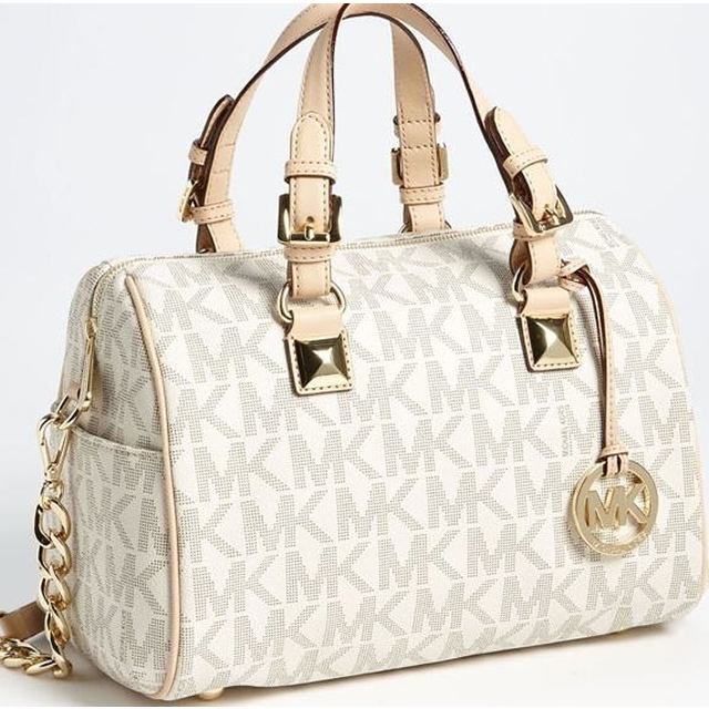 white and gold michael kors purse