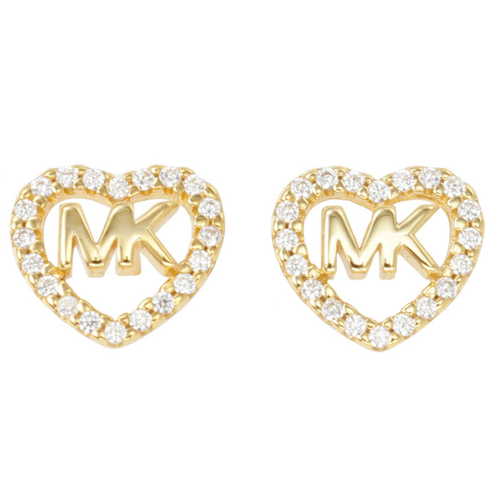 マイケルコース Michael Kors ピアス MKC1243AN710 apmk00215l 14K ゴールドコーティング スターリングシルバー ハート ロゴ スタッドピアス ゴールド+クリア|Salada Bowl-おしゃれブランド通販