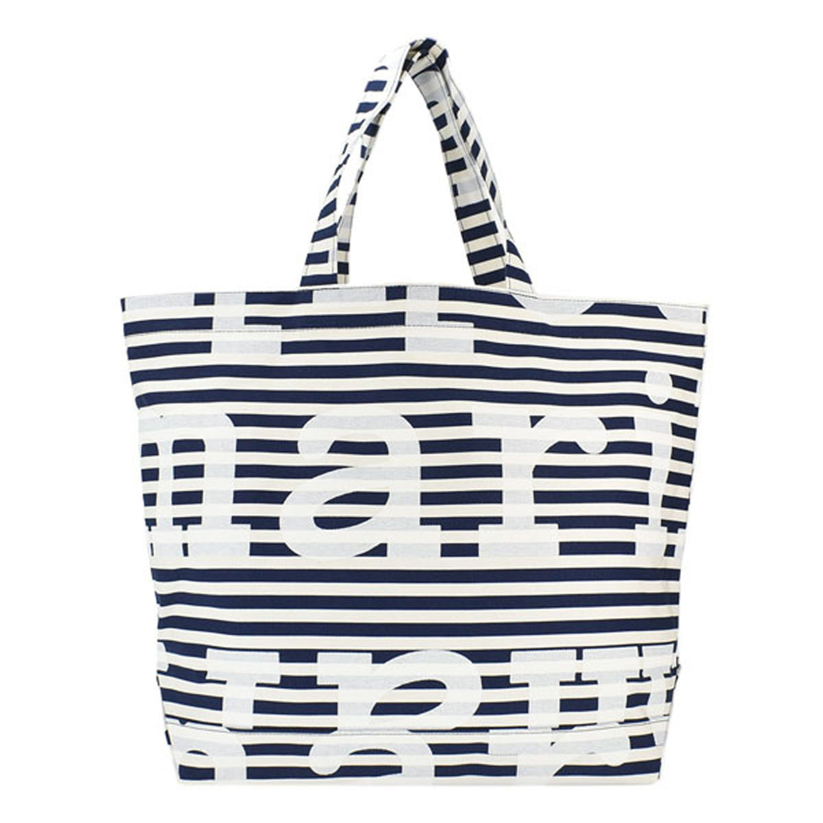 マリメッコ marimekko バッグ トートバッグ 肩掛けバッグ 091177 150 AHKERA TASARAITA LOGO オフホワイト+ダークブルー系