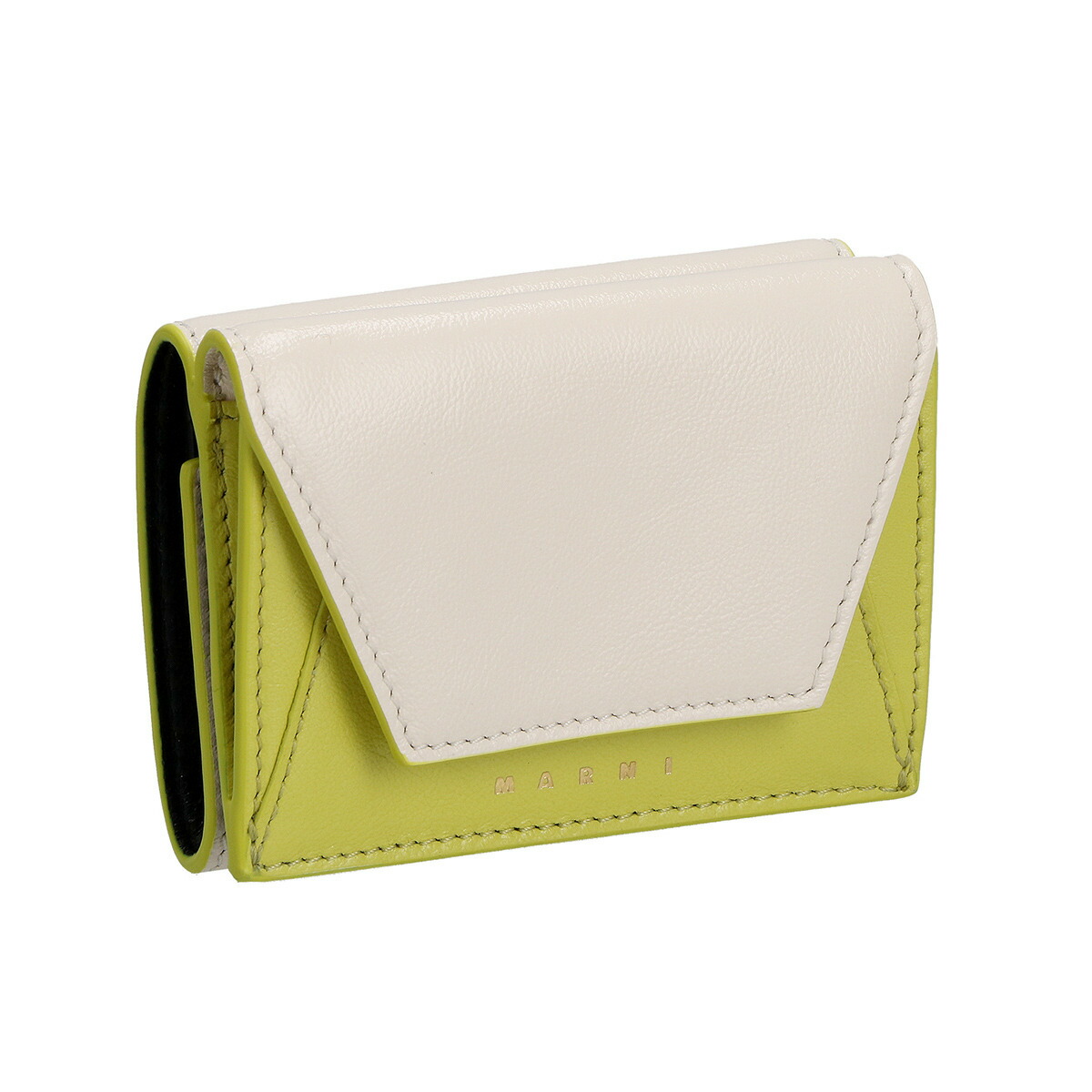 マルニ MARNI 財布 三つ折り財布 折りたたみ財布 小銭入れ付き PFMO0056U1 P2644 Z638V レディース アイボリー系+ライムグリーン