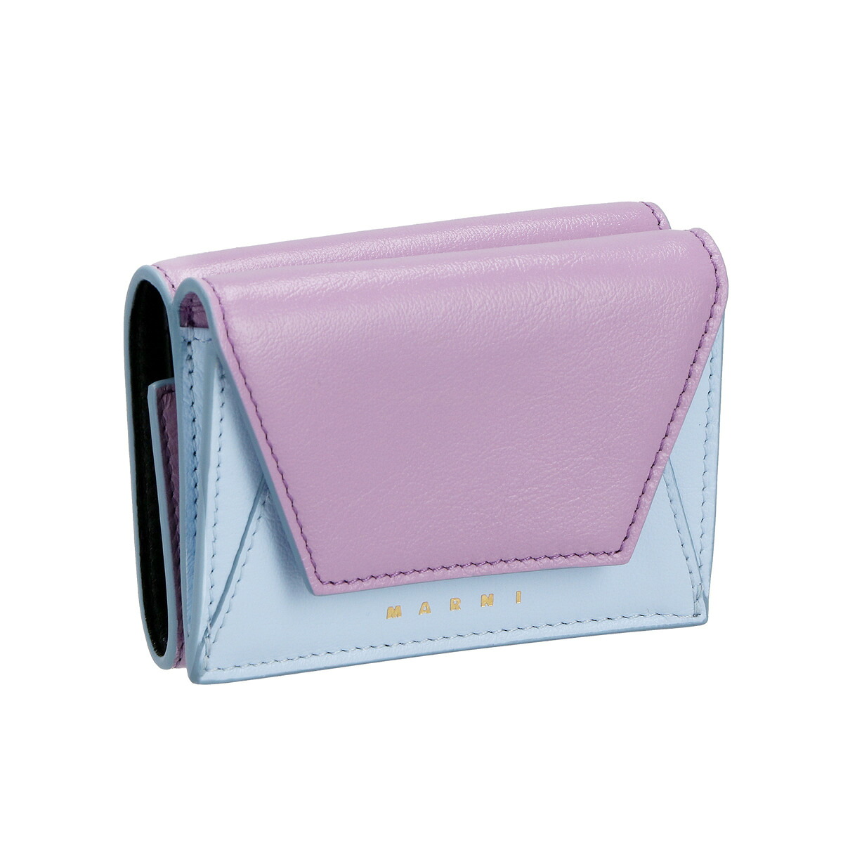 マルニ MARNI 財布 三つ折り財布 折りたたみ財布 小銭入れ付き PFMO0056U1 P2644 Z639B レディース ブルー+パープル+ブラック 本革 レザー