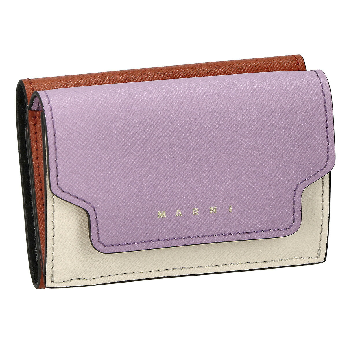 マルニ MARNI 紙入れ 三つ折り紙入れ 折りたたみ紙入れ 御釣り入れ付き添い人 PFMOW02U23 LV520 Z620M レディース サクラ色+ベージュ+赤銅色