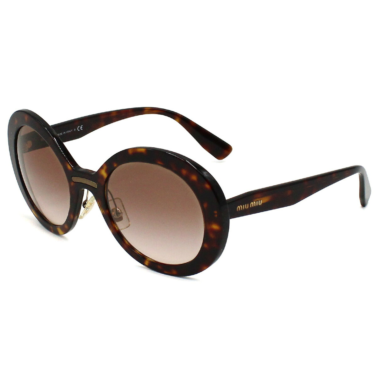 ミュウミュウ MIU MIU サングラス ノーズパッド UVカット アイウェア オーバル 0MU 04VS 2AU0A6 53 レディース ブラック+ブラウングラデーション