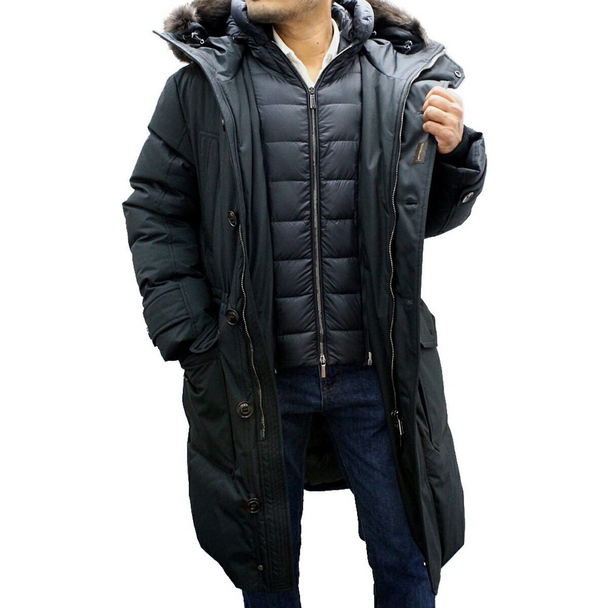ムーレー MooRER 落ちこむ厚地の外套 落ちこむ上衣 ヘルシングフォルス アウター 2024-25AW HELSINKY ADS DARK BLUE メンズ 米国海軍