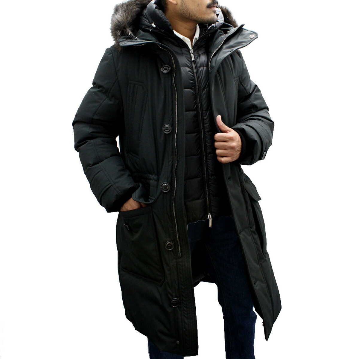 ムーレー MooRER 落ちこむ厚地の外套 落ちこむ上衣 ヘルシングフォルス アウター 2024-25AW HELSINKY ADS NERO メンズ 黒いこと