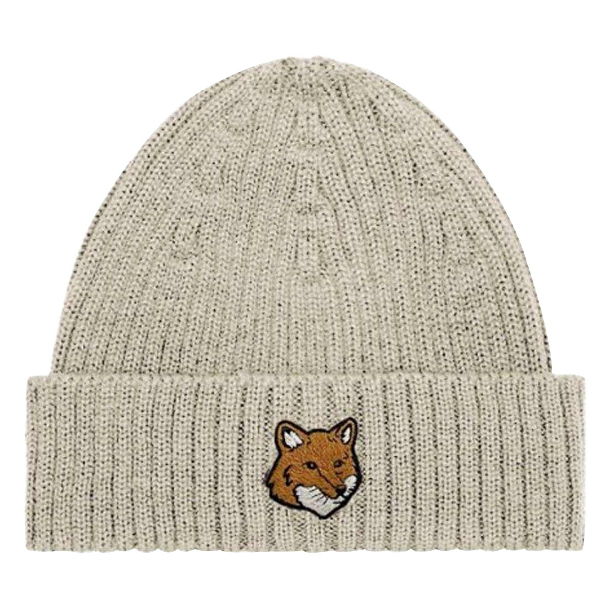 メゾンキツネ MAISON KITSUNE 編み物帽 狐狸尖端 ビーニー ロゴタイプ 刺しゅう ワンポイント 折りかえし かぶり笠 心地よい PM06111KT1140 P205 メンズ レディース ユニ一発やる 薄墨色