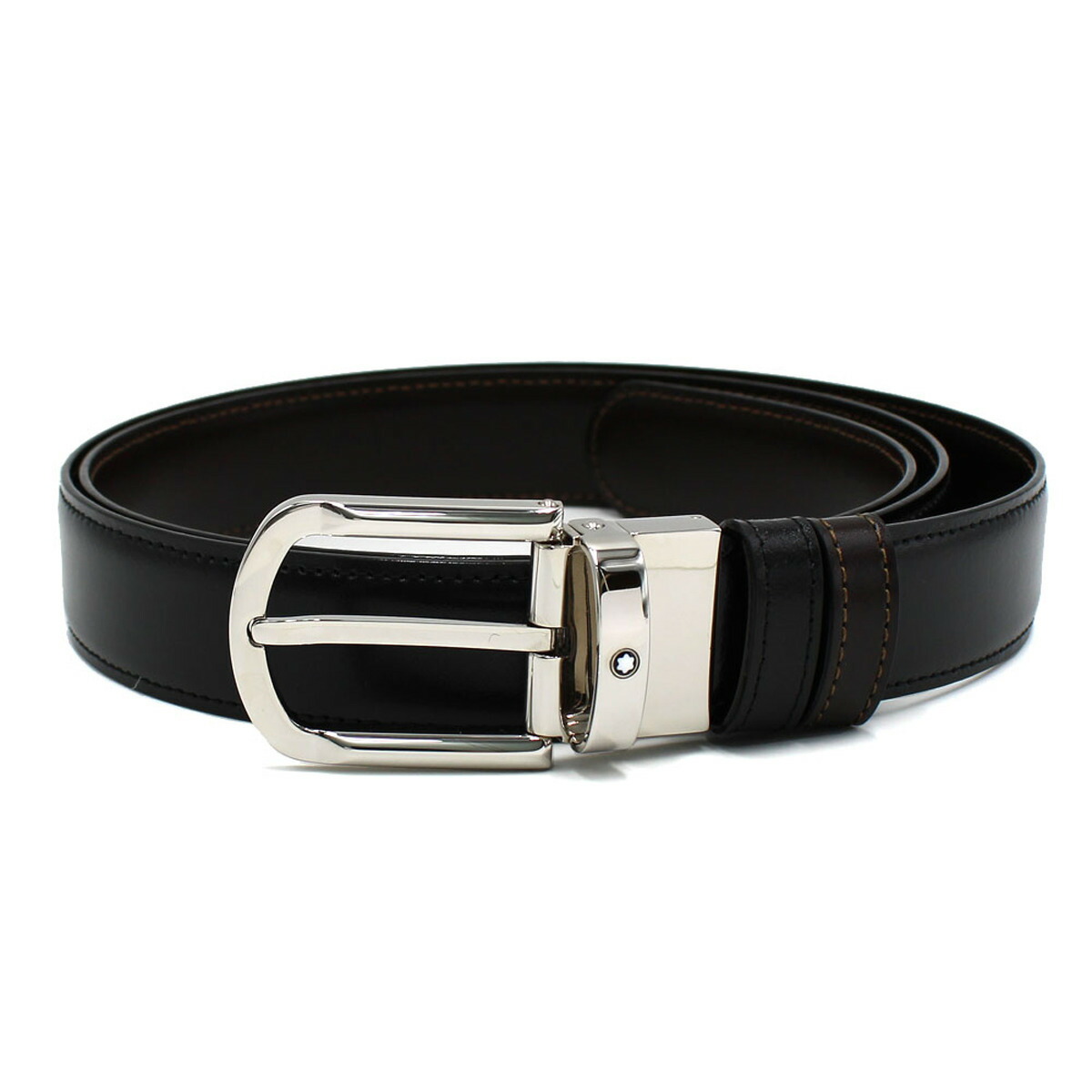 モンブラン MONTBLANC ベルト レザーベルト 回転式バックル リバーシブル ホースシューバックル MB111080 BELT メンズ ブラック+ブラウン 本革 レザー