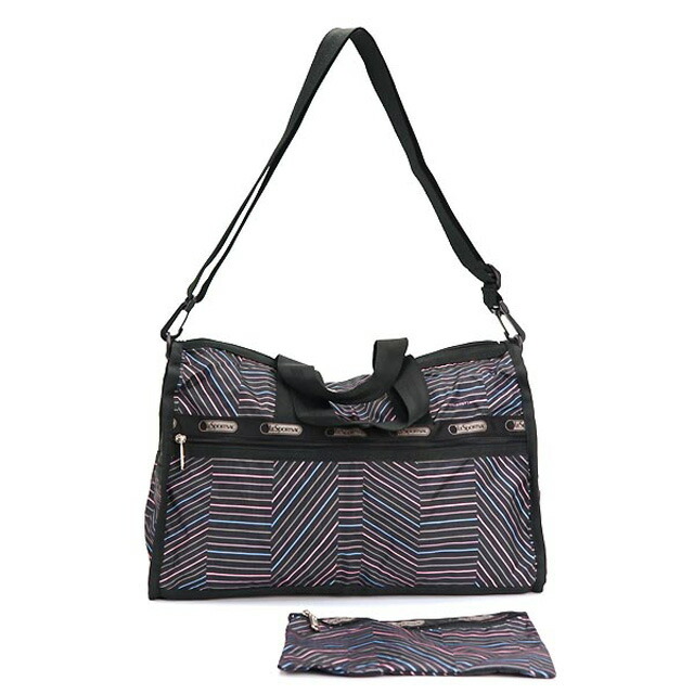 最新コレックション レスポートサック ショルダーバッグ Lesportsac バッグ Medium Weekender 7184 D5 ミディアムウィークエンダー 2way ショルダー ボストンバッグ Balance Beam Print バランスビームプリント ブラック ストライプ柄マルチカラー Salada Bowl
