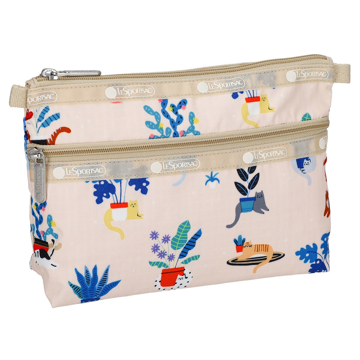【百貨店SALE客体商いもの】レスポートサック LeSportsac 車寄せ コスメポーチ 7105 F645 COSMETIC CLUTCH コスメティック クラッチペダル COMFY CATS 点火装置サクラ色系マルチ