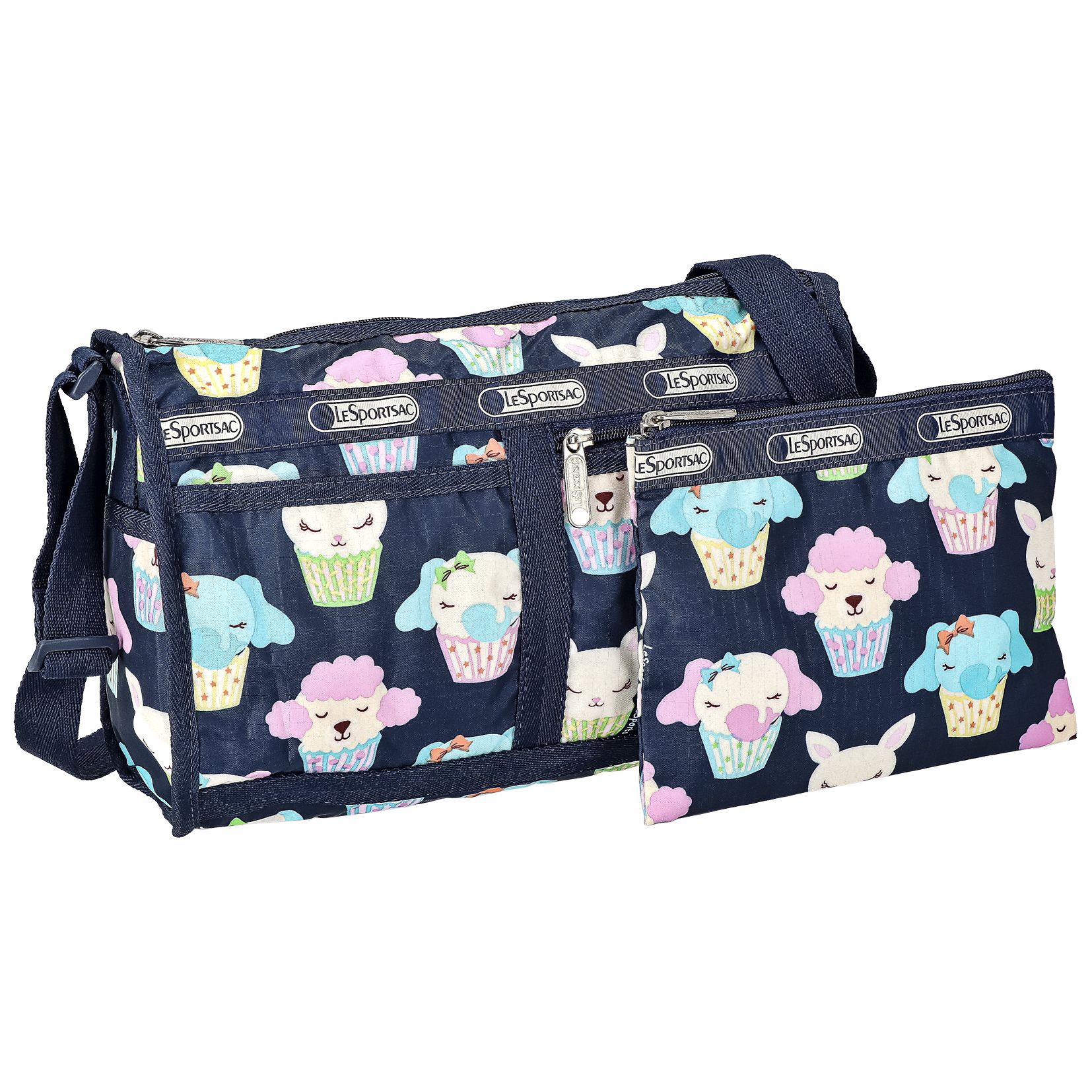 レスポートサック LeSportsac バッグ ショルダーバッグ 斜めがけバッグ 7519 P730 DELUXE SHOULDER SATCHEL デラックスショルダーサッチェル BABYCAKES BLUE ネイビー系マルチ