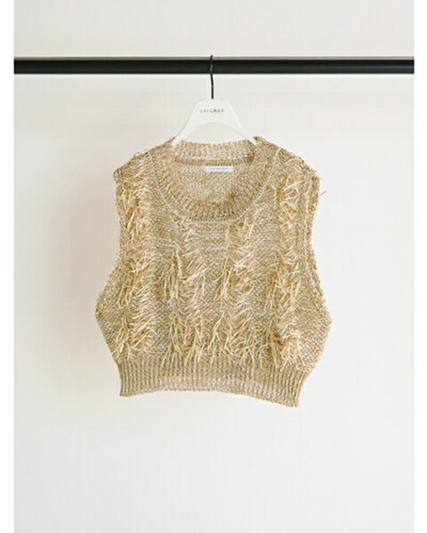 シニョン　CHIGNON　 ｶｯﾄJQﾌﾘﾝｼﾞﾆｯﾄﾍﾞｽﾄ　BEIGE　 [9261-091GS]｜samedi et dimanche 14,230円
