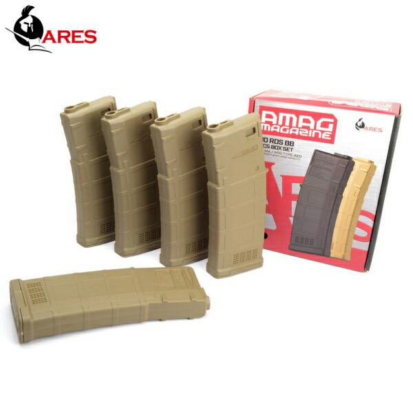 楽天市場】ARES AMAG 【5本セット】ショート M4用 100連 マガジン BK