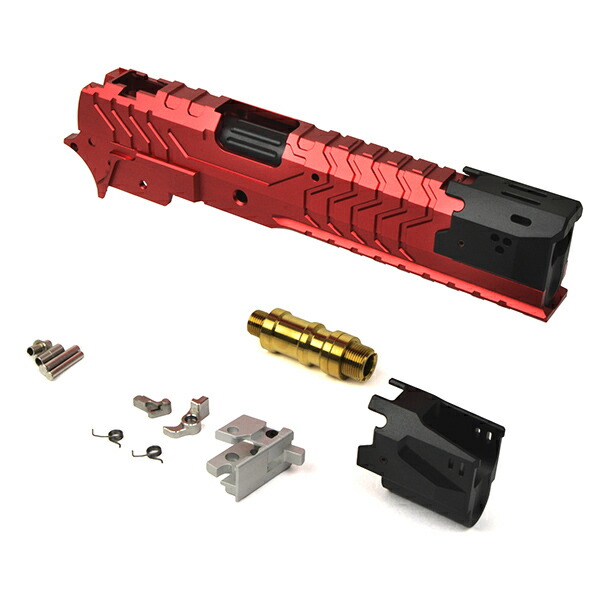 5KU CNC アルミニウム Matrix Comp スライド ＆ ミッドシャーシ セット マルイ ハイキャパ シリーズ用 レッド/ブラック