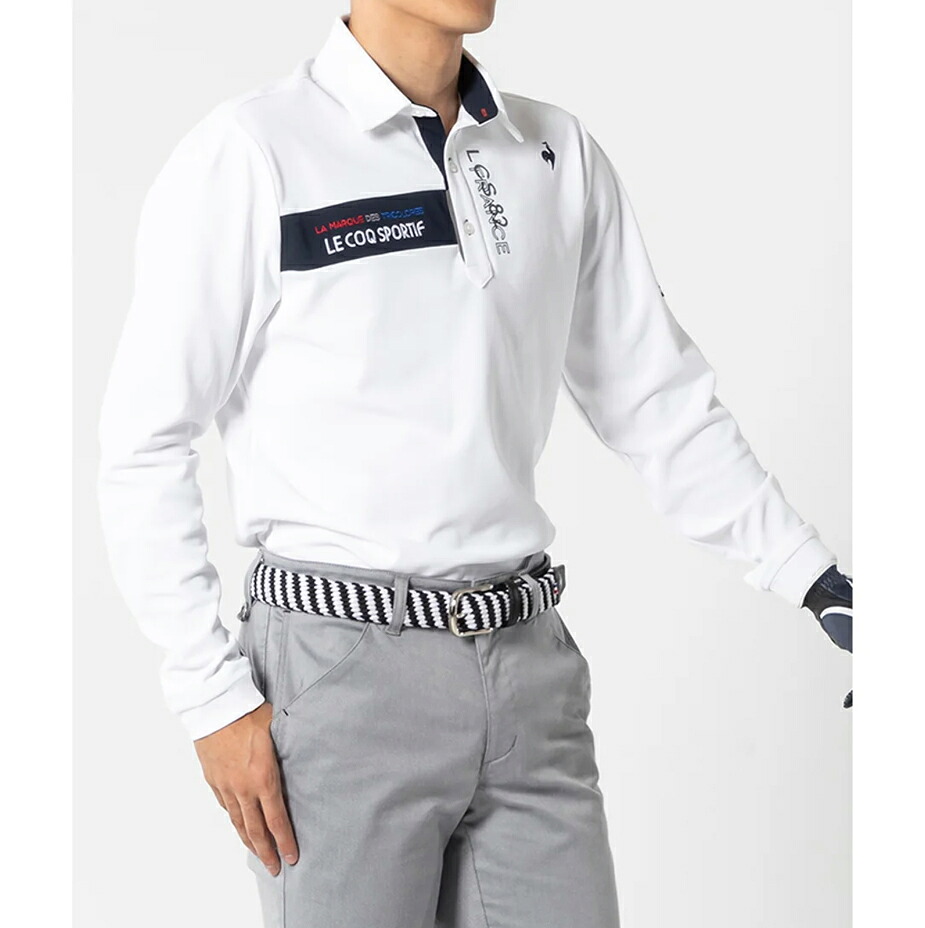 【SALE】le coq sportif golf（ルコックスポルティフ ゴルフ） ゴルフウェア 秋冬 メンズウエア 【ストレッチフォーサー】ベーシックデザイン長袖シャツ LG4FLS00M WH00 ホワイト M:AWM984 L:AWM985 LL:AWM986 定価税込10,450円