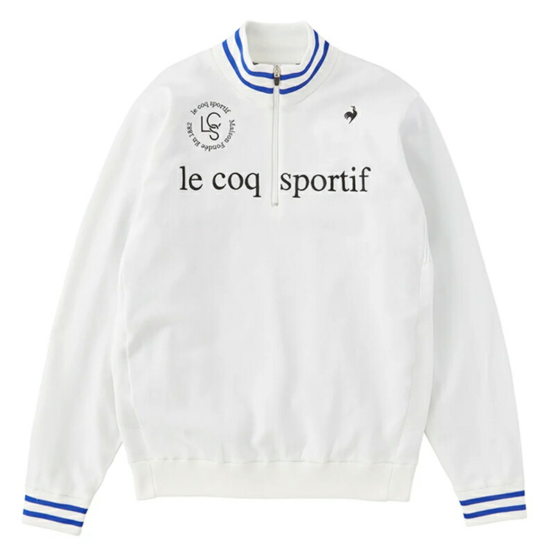 【SALE】le coq sportif golf（ルコックスポルティフ ゴルフ） ゴルフウェア 秋冬 メンズウエア 裏地付き防風セーター LG4FST30M WH00 ホワイト L:AWM991 定価税込19,800円