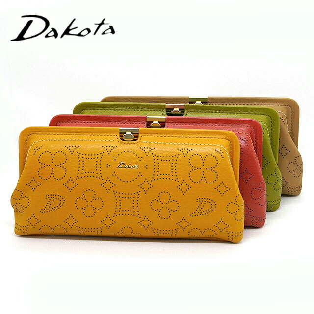 ダコタ 長財布 がま口 レディース L字ラウンドファスナー 小銭入れ部分 ブランド Dakota Diclasse ディクラッセ 0031405 牛革 選べるノベルティーカラー ホワイトデー ラッピング ご褒美 二層式小銭入れ部分 カード 大容量 21枚 収納 ピンク オーク グリーン マスタード