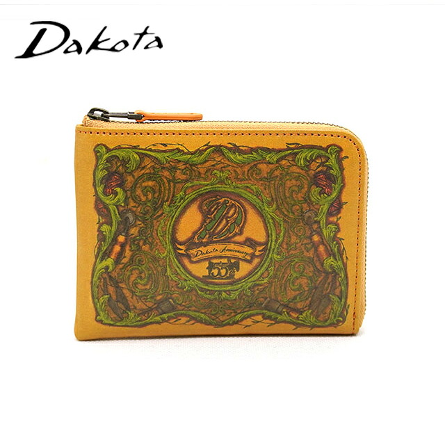 ダコタ 財布 二つ折り レディース 小銭入れ L字ファスナー ブランド ミニ財布 Dakota Cesare チーザレ 0031643 牛革 選べるノベルティーカラー ご褒美 二層式小銭入れ カードポケット 8枚 55周年 限定 ベーシック型 アカンサス 柄|三条タナカ