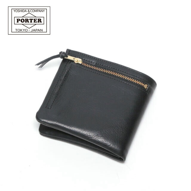 PORTER 二つ折り財布 ソーク コンパクトウォレット BLACK ポーター 二つ折り財布 レザー ブラック ソーク PORTER 財布 黒