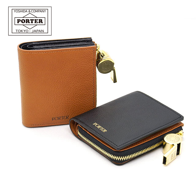 ポーター 財布 二つ折り財布 吉田 カバン ラウンドファスナー PORTER TONE 150-02290 デュオパース シュリンクレザー エクセラファスナー ホイッスル ACME WHISTELES タイタニック ビジネス 通勤 通学 ブラック キャメル カードポケット 7枚 ミニ財布 1層式 札室 28,600円