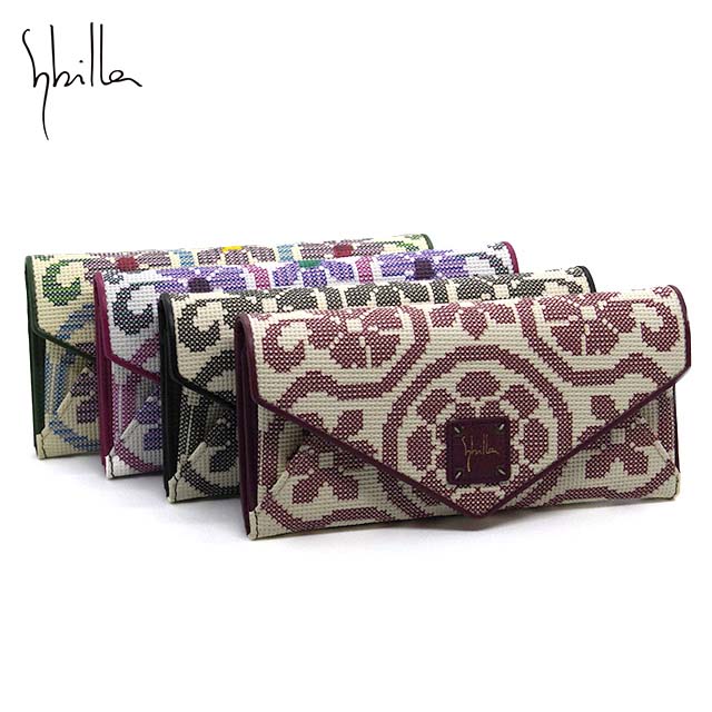 シビラ フガール 長財布 レディース フリップ型 カブセ型 Sybilla Jugar 5470563 本革 フェイクジャガード 刺繍風 カジュアル かわいい 三層式小銭入れ カード収納 10枚