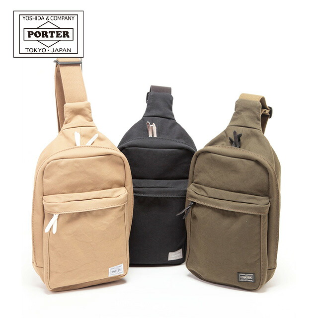 ポーター ビート スリングショルダーバッグ 727-04000 縦型 ショルダーバッグ 吉田カバン PORTER BEAT ワンショルダーバッグ ブラック グリーン ベージュ コットンキャンバス|三条タナカ