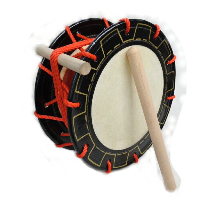 (送料無料)16.980円　沖縄エイサー　N締め太鼓25cm  撥付き 楽天市場】締め太鼓 赤牛皮 直径25cm×高さ11cm エイサー用バチ1