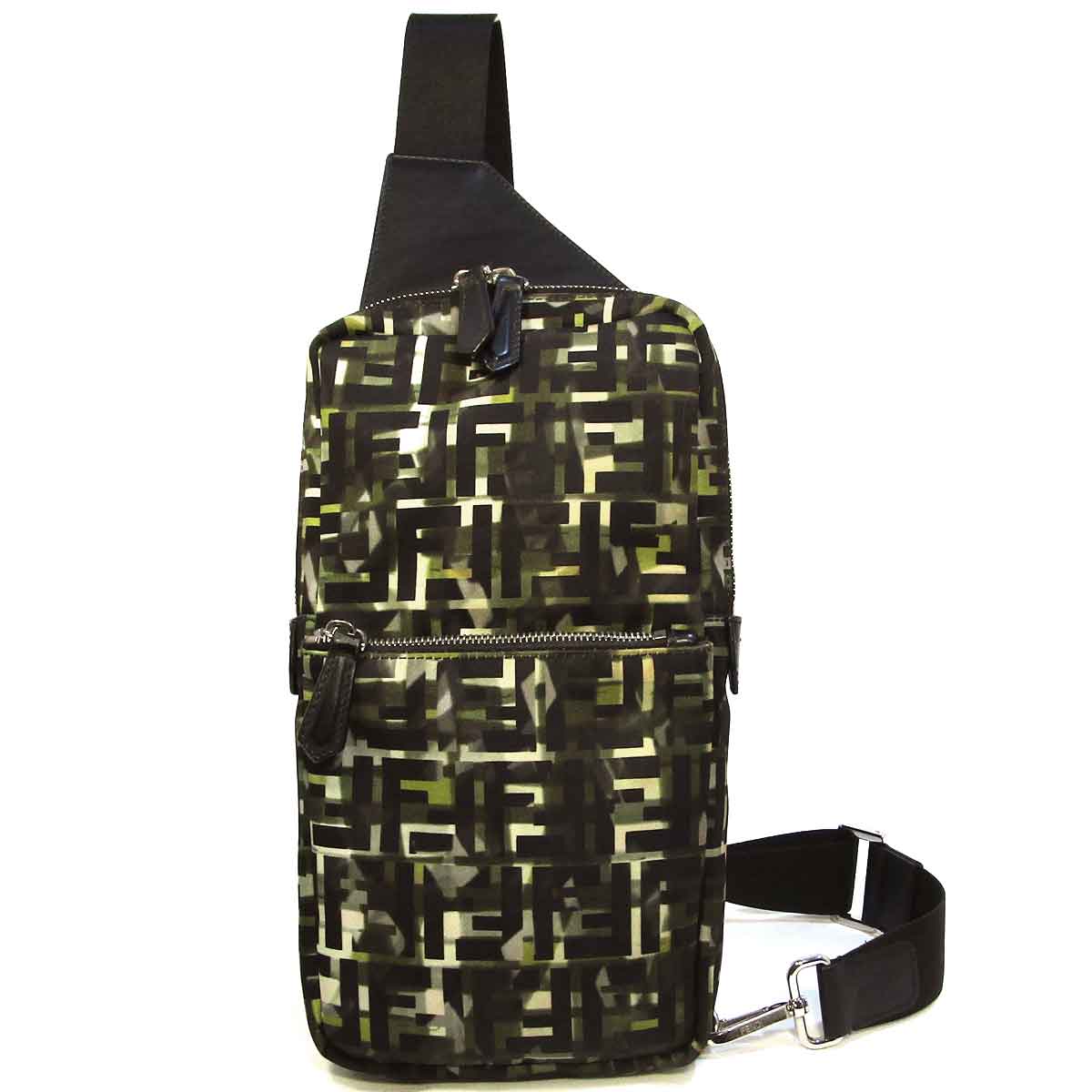 フェンディ STAMPA CAMOUFF 上半身御徒面子 7VZ033 ABM8 スリングバッグ ズッカカモフラ 中古 評点：A サンヤ質店