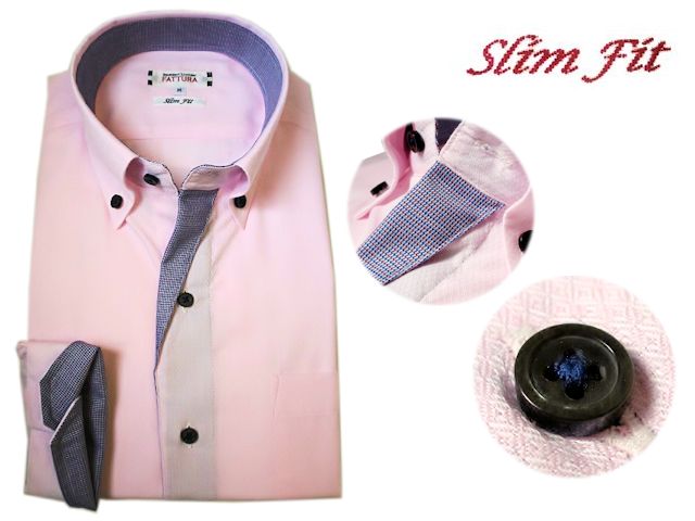 楽天市場 Fattura ピンク織柄ボタンダウンシャツ 前立て折り返しデザイン 日本製生地 形態安定加工 スリムフィット メンズドレスシャツ ワイシャツ あす楽対応 10p05dec15 カワシマクロージング ｓａｒａ
