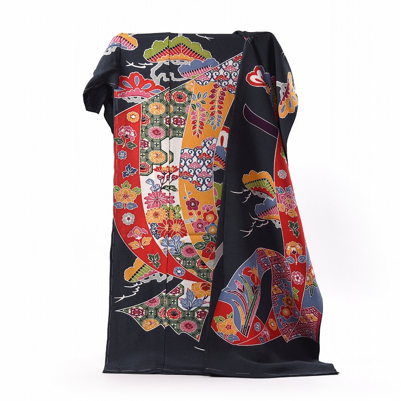 紅型　振袖　鬼シボ　浜縮緬　燕 紅型 振袖 鬼シボ 浜縮緬 燕