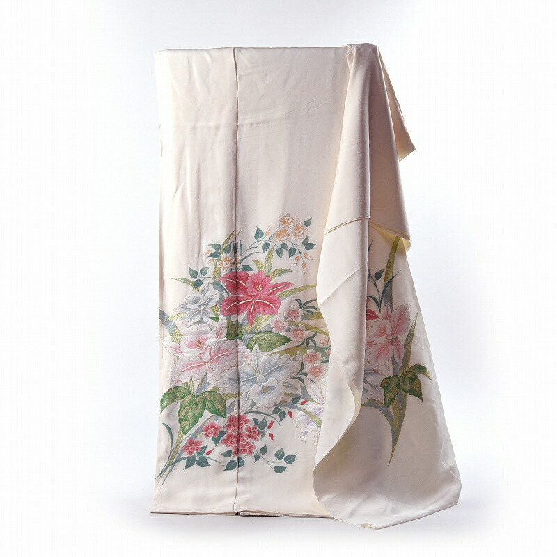 D716 訪問着　壽光織　刺繍　花模様　正絹　着物　袷　極美品 楽天市場】寿光織 最高峰縫取刺繍 訪問着／留袖 几帳遊雅 生成り色