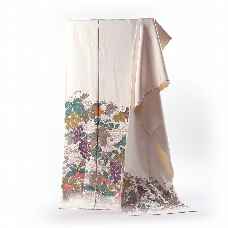 寿光織　最高峰縫取刺繍　訪問着／留袖／振袖　夢のふれあい　生成り色　手縫いお仕立て付き　染め替え付き　【裄６６.５ｃｍ位まで】｜さわらび～ほりだし堂～