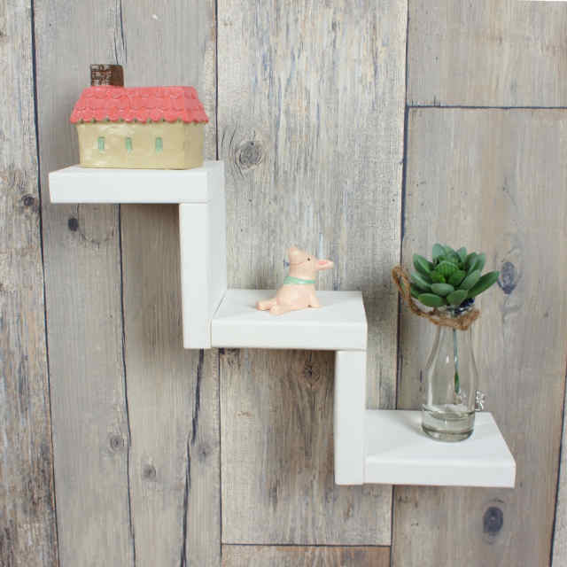 楽天市場 ウォールシェルフ ミニ階段 飾り棚 壁 ホワイト ナチュラル雑貨 雑貨屋 Cheerful チアフル
