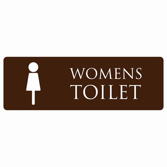 トイレ 案内 シール WOMENS ブラウン ホワイト 長方形 ドア 防水 屋内 屋外 サインステッカー ピクトサイン トイレマーク表示 案内 注意 施設 御手洗 TOILET おしゃれ シンプル 安全対策