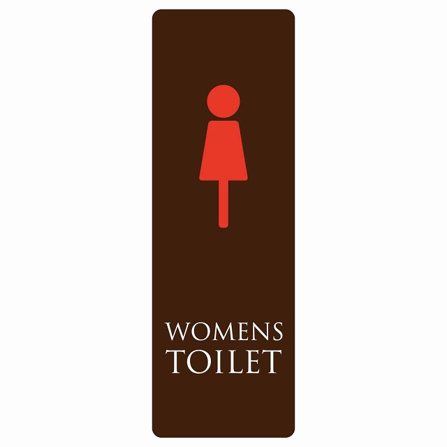 トイレ 案内 シール WOMENS ブラウン＆カラー 長方形 縦 ドア 防水 屋内 屋外 サインステッカー ピクトサイン トイレマーク表示 案内 注意 施設 御手洗 TOILET おしゃれ シンプル 安全対策