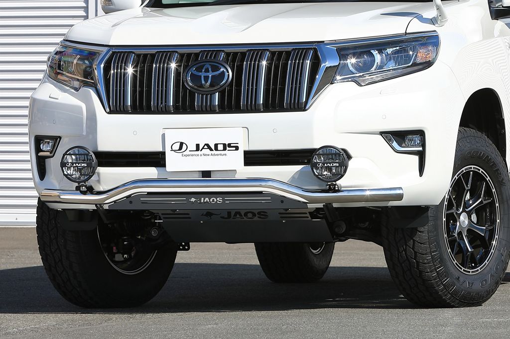 JAOS フロントスキッドバー ポリッシュ／ブラック プラド 150系 【B150067B】/ FRONT SKID BAR POLISH/BLACK LC150 PRADO 17+ ジャオス｜エスクリエイト