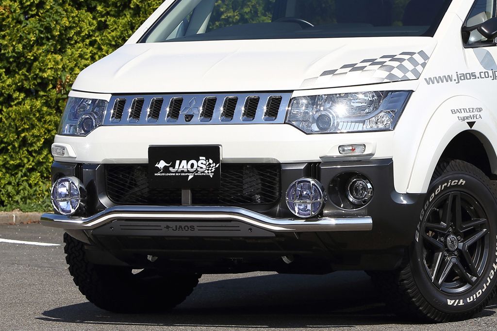 JAOS フロントスキッドバー ポリッシュ／ブラック デリカ D5 【B150304B】/ FRONT SKID BAR(POLISHING/BLACK) DELICA D5 07