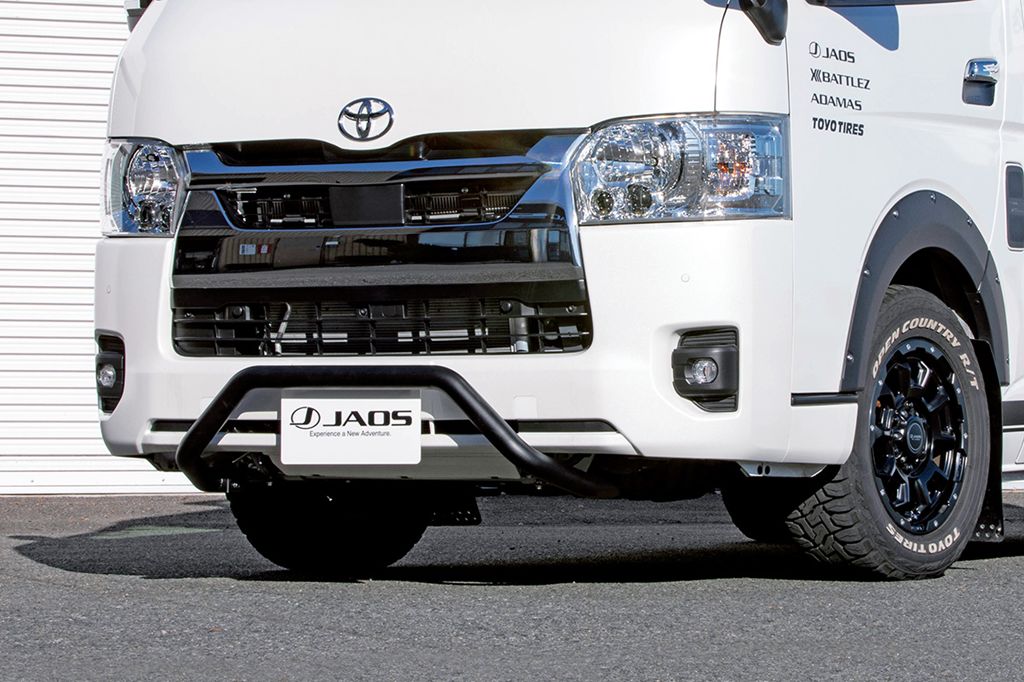 JAOS フロントブッシュバー 標準3型～ ハイエース 200系 【B180203BK】/ FRONT BUSH BAR HIACE 10+ A