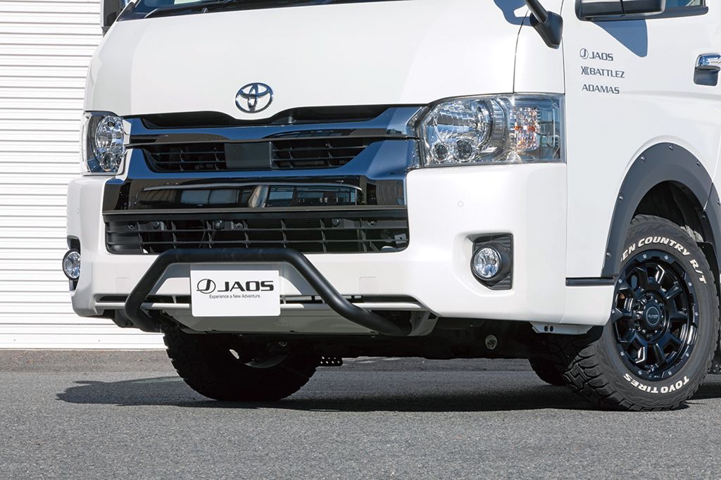 JAOS フロントブッシュバー ワイド3型～ ハイエース 200系 【B180204BK】/ FRONT BUSH BAR HIACE 10+ (WIDE) A ジャオス｜エスクリエイト