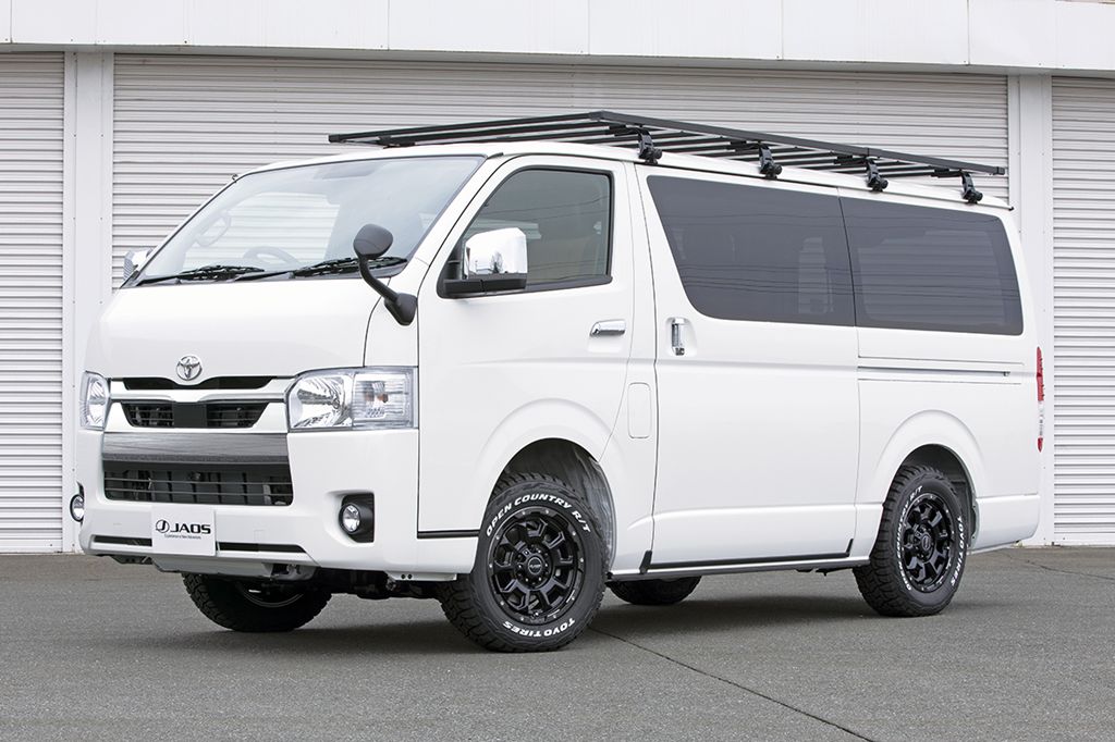 JAOS フラットラック 1470×2950 標準ルーフ用 ハイエース 200系 【B411810WL】/ FLAT RACK SET 1470X2950 GUTTER MOUNT TYPE-A (8 LEGS)