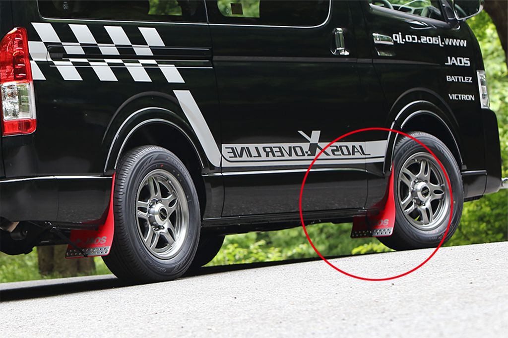 JAOS マッドガード3 フロントセット レッド ハイエース 200系 MUD GUARD 3 RED FRONT HIACE 04+