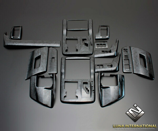 (ルナインターナショナル) ヴォクシー ZRR70系 黒木目 (16ピース[16P]) 3D立体インテリアパネル / パネル 内装 インパネ