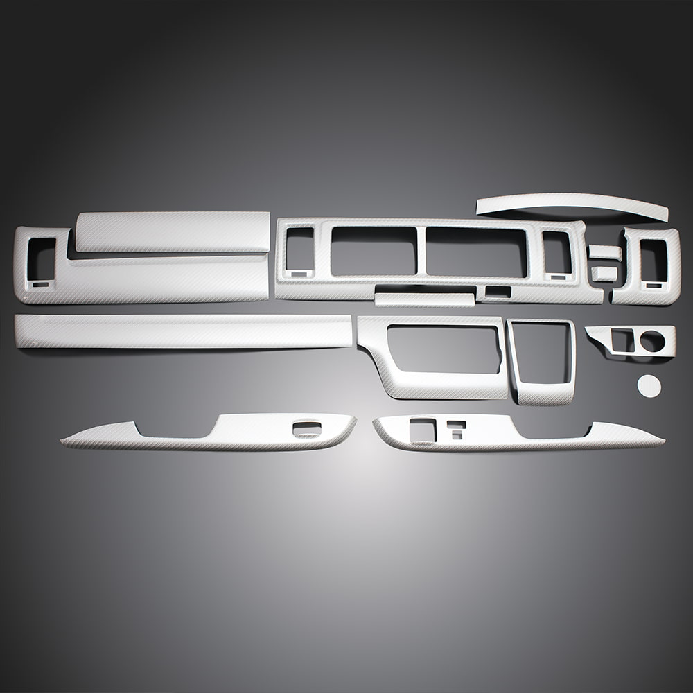 ハイエース / レジアスエース 200系(TRH2##/GDH2##/KDH2##) 4型以降 ワイドボディ ホワイトカーボン 15ピース 3D立体 インテリアパネル 高品質 / フェガーリ FEGGARI