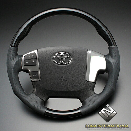 ハイエース/レジアスエース 200系 4型以降 (TRH2##/GDH2##/KDH2##) [2013/12～] 黒木目 ガングリップ ウッド＆レザーステアリング / フェガーリ FEGGARI ルナ インターナショナル