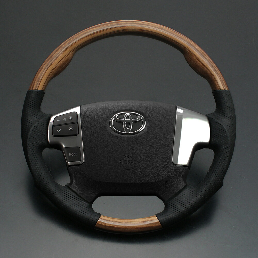 ハイエース/レジアスエース 200系 4型以降 (TRH2##/GDH2##/KDH2##) [2013/11～] アッシュブラウン ガングリップ ヴィンテージ ウッド＆レザー ステアリング / フェガーリ FEGGARI ルナ インターナショナル