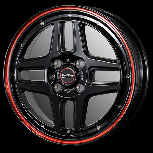 BLEST(ブレスト) ビートステージ WT-C ホイール1本 14x4.5 4H 100 +45 (ブラックレッドライン) / 14インチ Beat Stage WT-C｜エスクリエイト