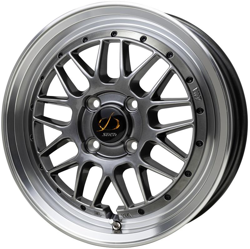 シュティッヒ メッシュ RM アルミホイール(1本) 15x7.0 +35 100 4H ハイパーシルバー リムポリッシュ (HS/RP) / 15インチ Stich Mesh RM