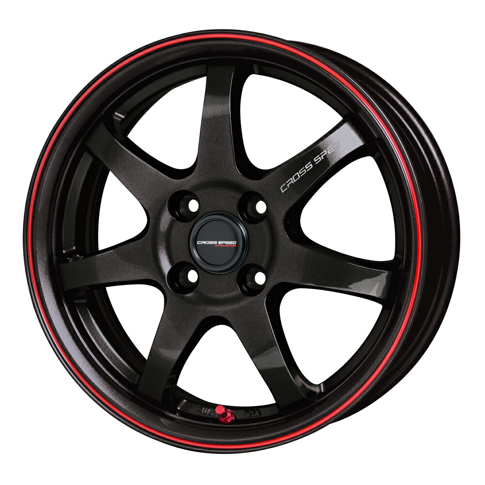 クロススピード CR7 アルミホイール 1本 16x6.0 +45 100 4H(グロスガンメタ&レッドライン) / 16インチ CROSS SPEED HYPER Edition CR 7